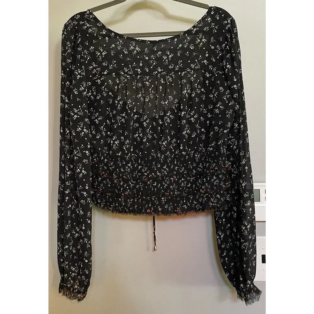 Free People Lolita Top Floral‎ Print Cropped Boho Peasant Womens XL